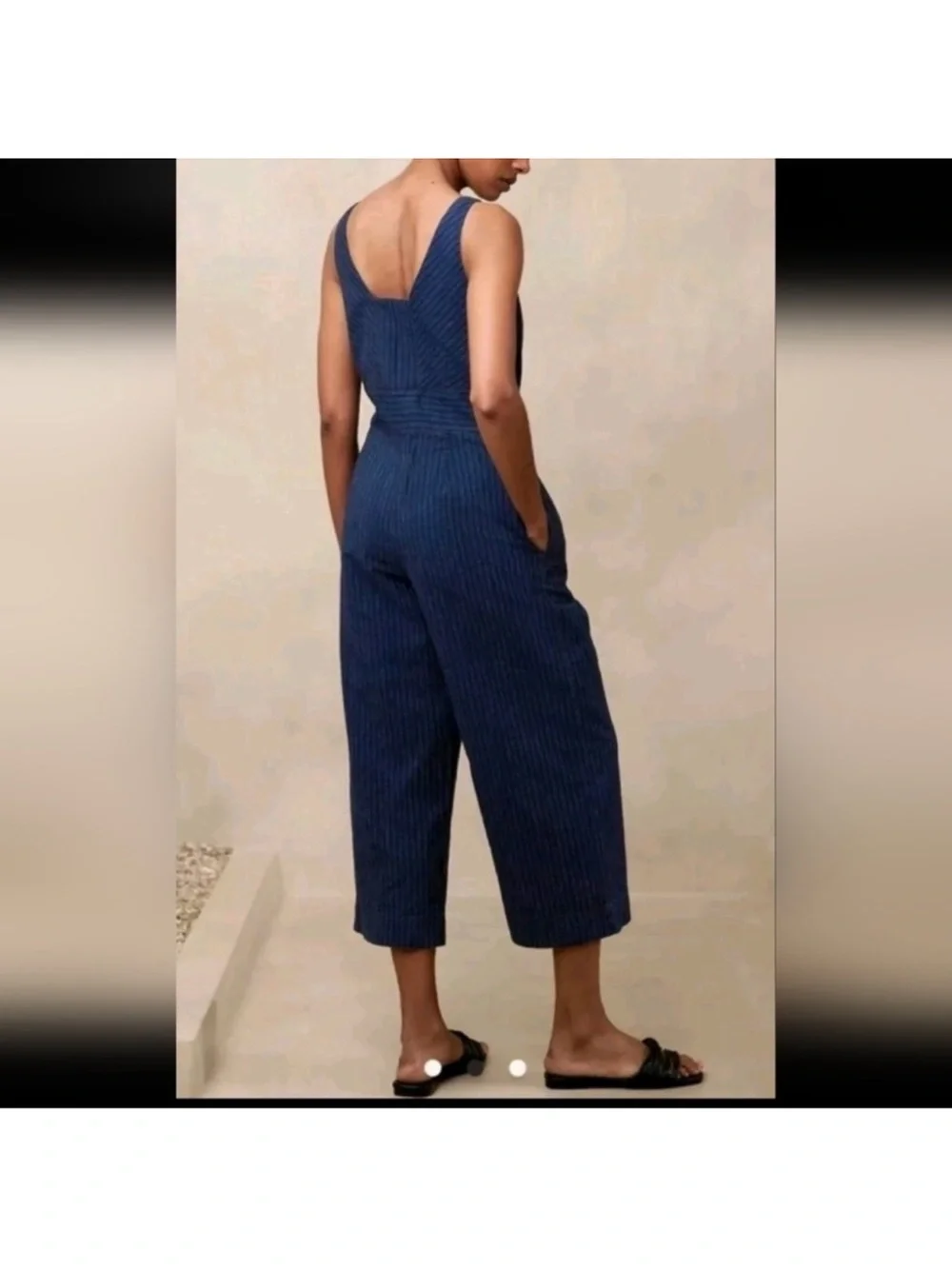 BANANA REPUBLIC WOMEN'S SZ 18 WIDE-LEG Cropped Sleeveless JUMPSUIT Travel Comfy